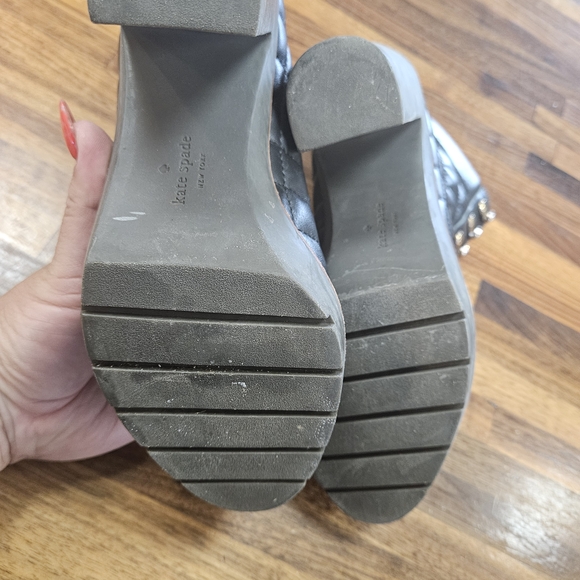 Kate Spade Black Quilted Lace-Up Heeled Boots - Picture 8 of 10